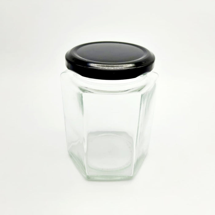 Jar/Toples Kaca Heksagon 300 ml