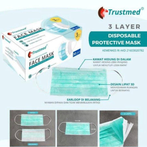Trustmed 3-ply Disposable Protective Mask - SerataFoods