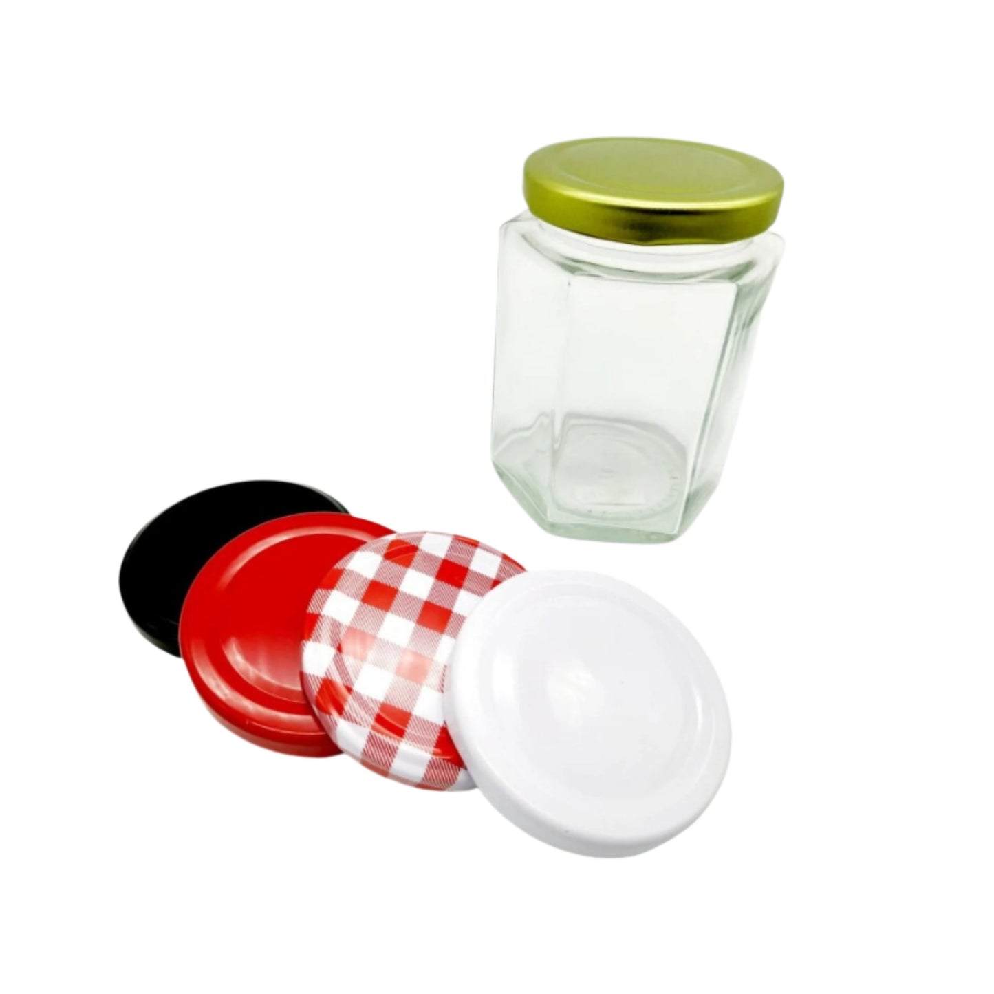 Jar/Toples Kaca Heksagon 300 ml