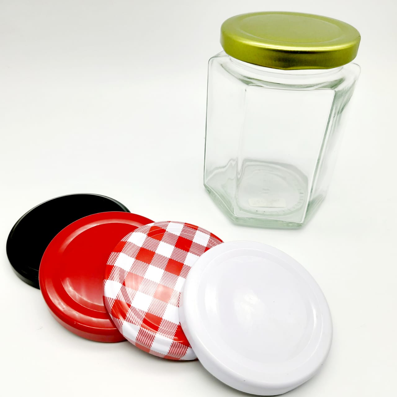 Jar/Toples Kaca Heksagon 300 ml