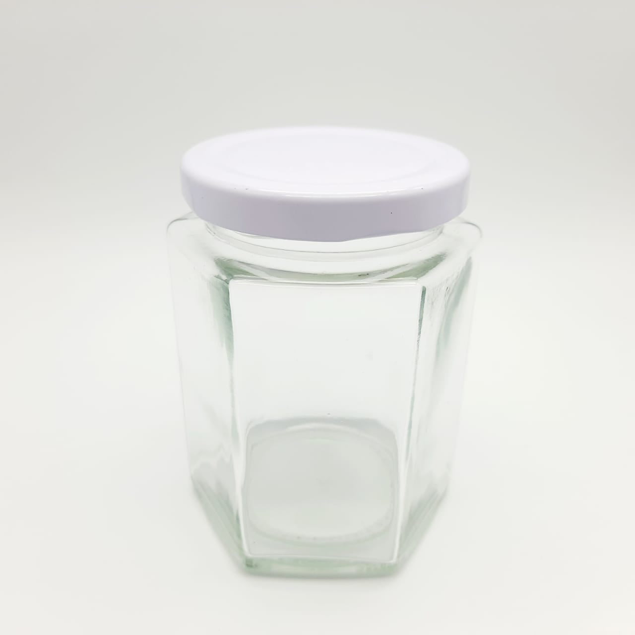 Jar/Toples Kaca Heksagon 300 ml