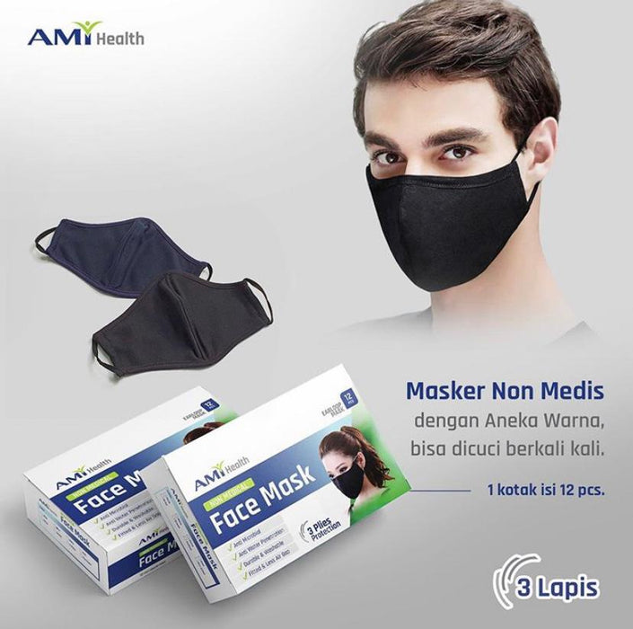 Ami Health 3-ply Non Surgical Face Mask @12pcs - SerataFoods